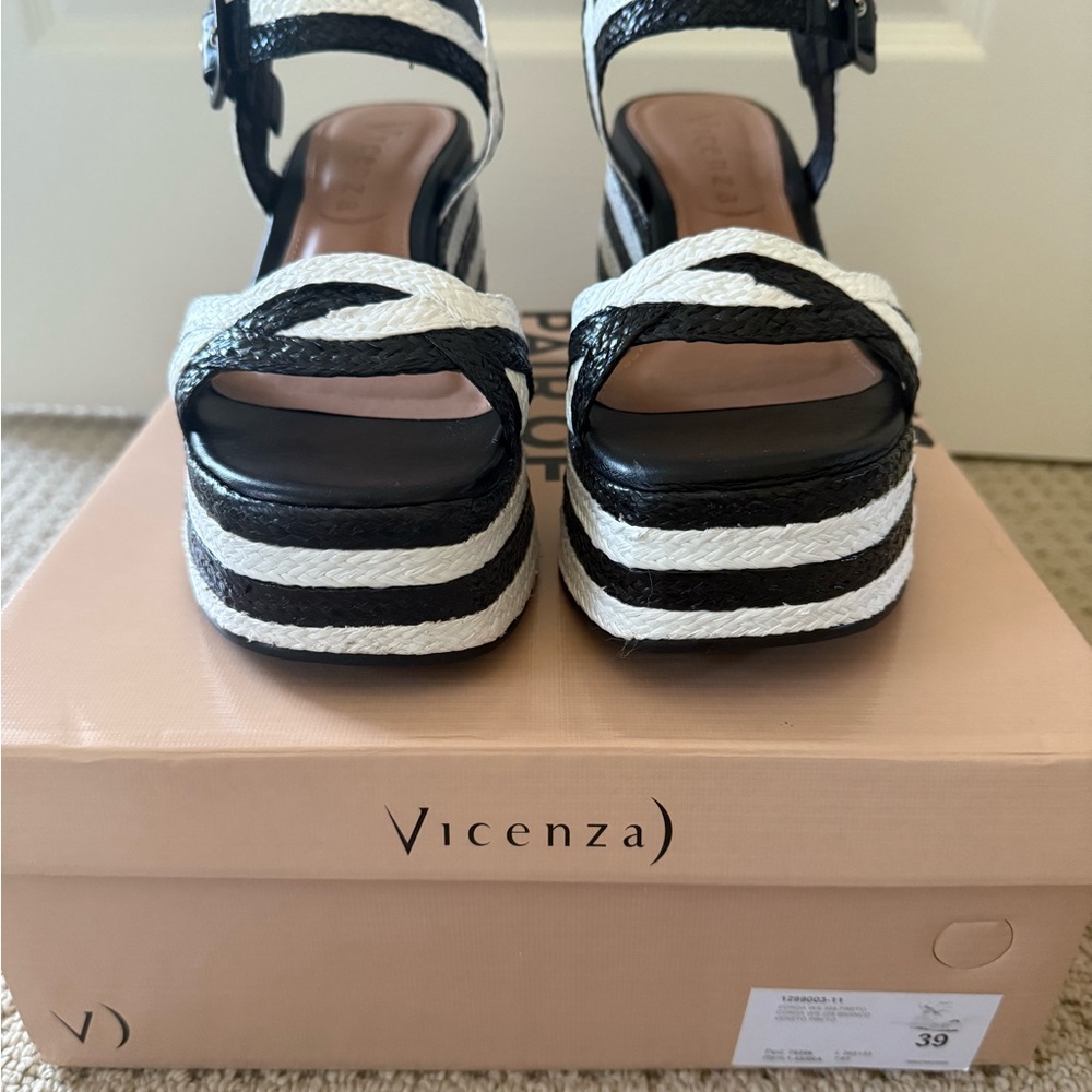 Vicenza Black and White Women's Platform Sandals